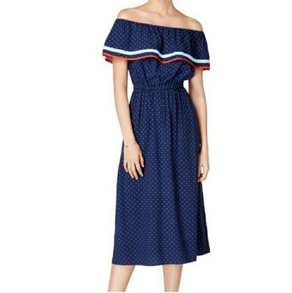 Maison Jules Navy Off Shoulder Midi Macy's Dress  (Size XXL)